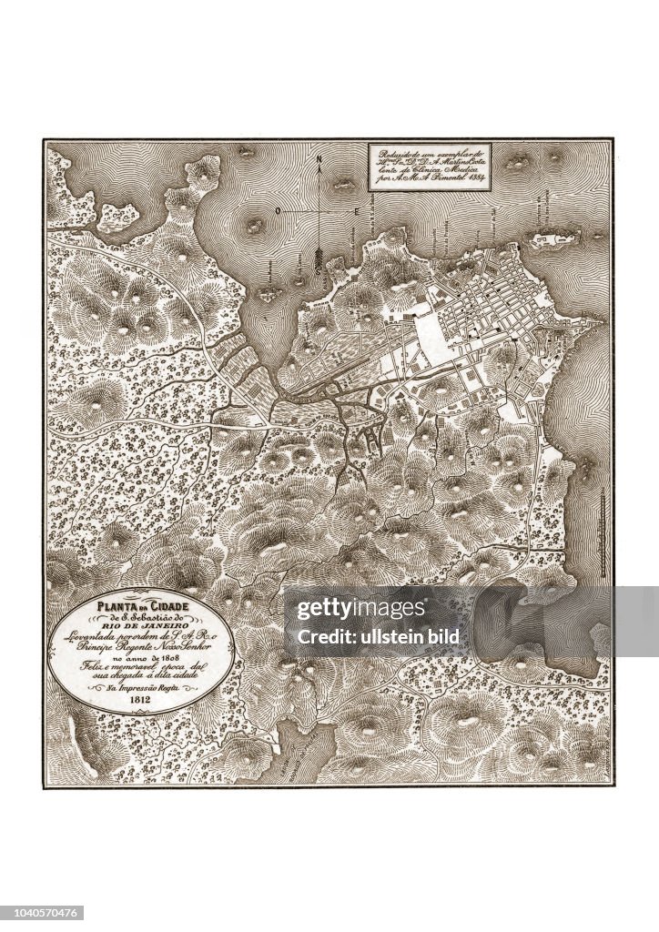 Rio de Janeiro 1808. Planta da cidade de S. Sebastio do Rio de Janeiro / levantadada por ordem de S.A. Ro. Principe Regente Nosso Senhor no anno de 1808, feliz e memoravel epoca dal sua chegada a dita cidade ; Lespinasse, del.