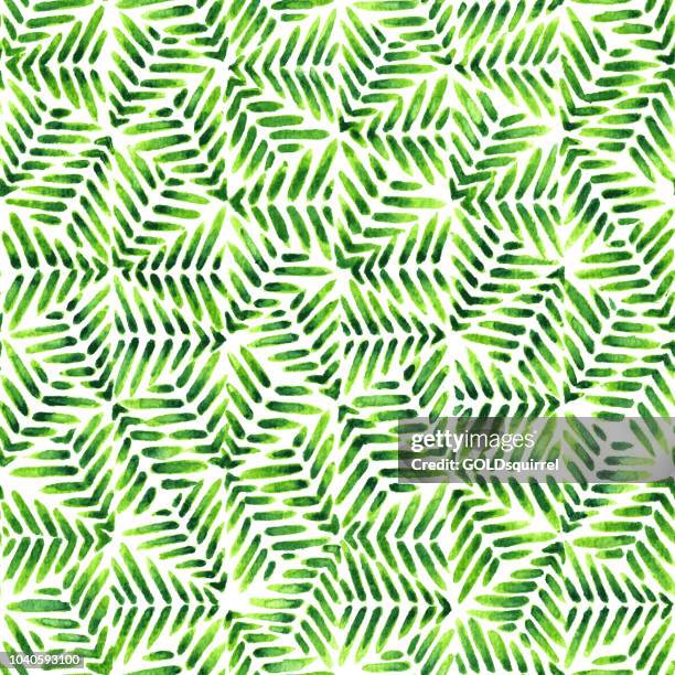 stockillustraties, clipart, cartoons en iconen met kerstbomen handgeschilderde met aquarellen in tinten groen - naadloze abstracte bekleed patroon achtergrond - polygon illustration christmas