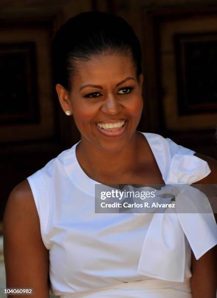 First lady Michelle Obama arrives at the Marivent Palace on August 8, 2010 in Palma de Mallorca, Spain.