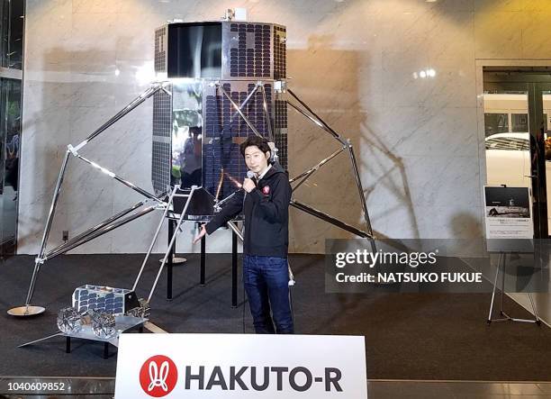 Takeshi Hakamada, CEO of Japanese firm ispace, holds a press conference to explain about the ipsace lunar lander and rover of its lunar programme...