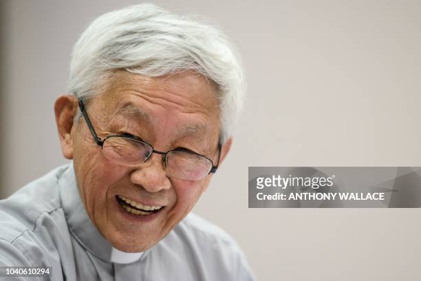 Cardinal Joseph Zen, former Bishop of Hong Kong, speaks during a press conference at the Salesian House of Studies in Hong Kong on September 26...