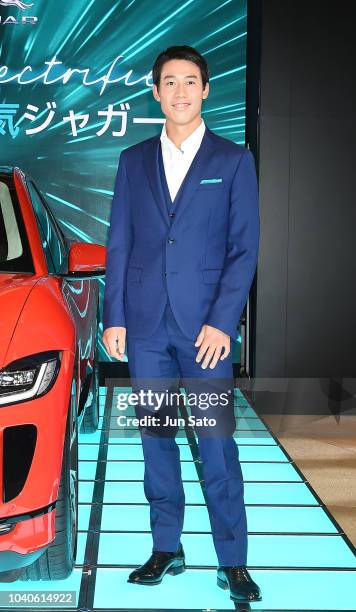 Kei Nishikori attends the Jaguar I-Pace unveiling event at Hibiya Midtown on September 26, 2018 in Tokyo, Japan.