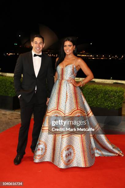 Billy Slater and his wife Nicole Slater arrive at the 2018 Dally M Awards at Overseas Passenger Terminal on September 26, 2018 in Sydney, Australia.