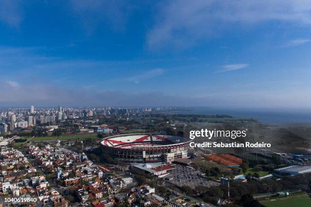 Aerial view of Estadio Monumental Antonio Vespucio Liberti on September 18, 2018 in Buenos Aires, Argentina.