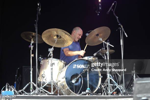 Michael Lerner of The Antlers performs on stage during day three of End Of The Road Festival 2010 at Larmer Tree Gardens on September 12, 2010 in...