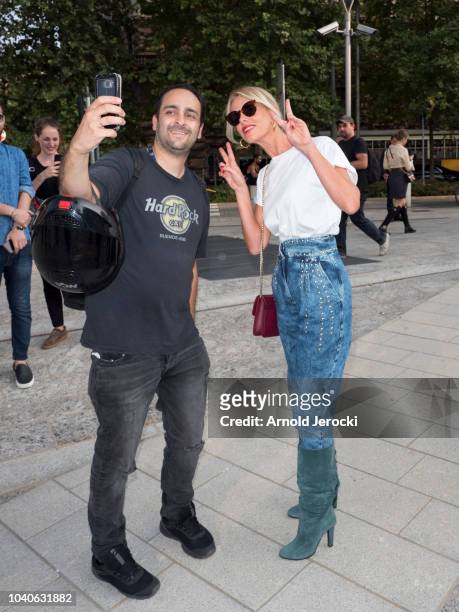 Alessia Marcuzzi is seen during Milan Fashion Week Spring/Summer 2019 on September 19, 2018 in Milan, Italy. (Photo by Arnold Jerocki/Getty Images