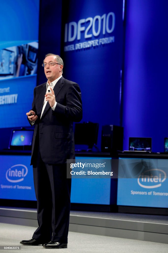 Paul Otellini, chief executive officer of Intel Corp., speaks at the ...
