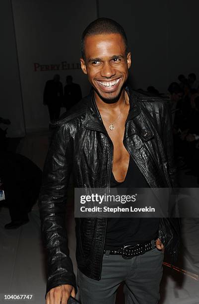 Eric West attends the Perry Ellis Spring 2011 fashion show during Mercedes-Benz Fashion Week at The Stage at Lincoln Center on September 13, 2010 in...