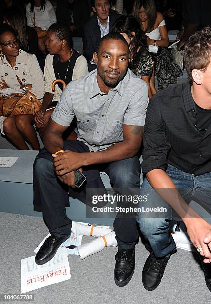 Basketball player Ben Gordon backstage at the Perry Ellis Spring 2011 fashion show during Mercedes-Benz Fashion Week at The Stage at Lincoln Center...