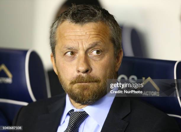 Fulham manager Slavisa Jokanovic_ during Carabao Cup 3rd Round match between Millwall and Fulham at The Den Ground, London, England on 25 Sept 2018.