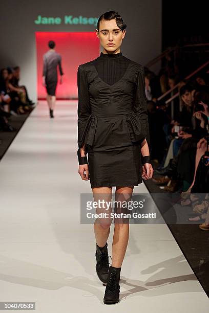 Model showcases designs by Jane Kelsey during the Student Runway show as part of Perth Fashion Week 2010 at Fashion Paramount on September 13, 2010...