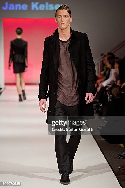Model showcases designs by Jane Kelsey during the Student Runway show as part of Perth Fashion Week 2010 at Fashion Paramount on September 13, 2010...