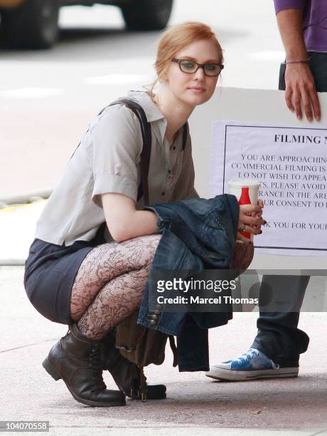 Actress Deborah Ann Woll is seen on the set of the movie "Someday This Pain Will Be Useful To You" on September 13, 2010 in New York, New York.