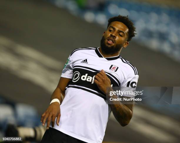 Fulham's Cyrus Christie during Carabao Cup 3rd Round match between Millwall and Fulham at The Den Ground, London, England on 25 Sept 2018.