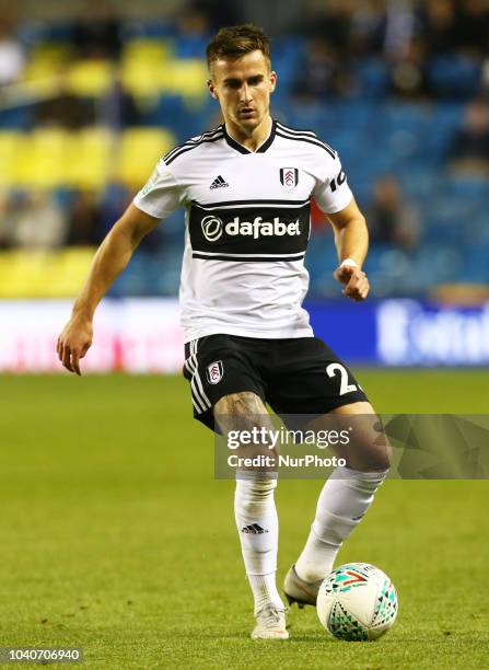 Fulham's Joe Bryan during Carabao Cup 3rd Round match between Millwall and Fulham at The Den Ground, London, England on 25 Sept 2018.