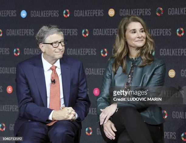 Bill Gates and his wife Melinda Gates introduce the Goalkeepers event at the Lincoln Center on September 26 in New York.