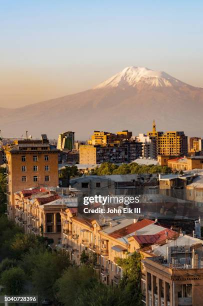yerevan skyline with mt. ararat - the capital of the armenian city stock pictures, royalty-free photos & images
