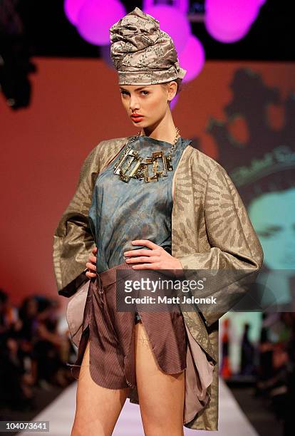 Model showcases designs by Mia Cramer during the Student Runway show as part of Perth Fashion Week 2010 at Fashion Paramount on September 13, 2010 in...