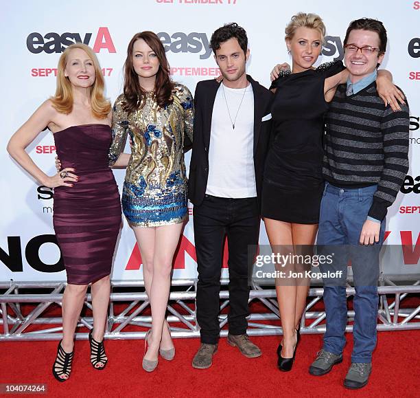 Patricia Clarkson, Emma Stone, Penn Badgley, Alyson Michalka and Dan Byrd arrive at the Los Angeles Premiere "Easy A" at Grauman's Chinese Theatre on...
