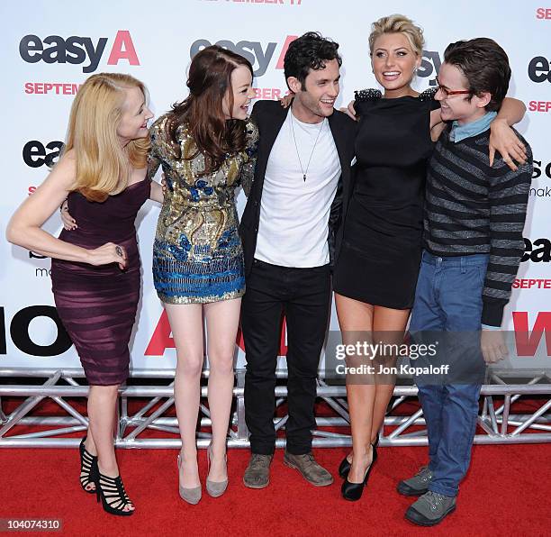 Patricia Clarkson, Emma Stone, Penn Badgley, Alyson Michalka and Dan Byrd arrive at the Los Angeles Premiere "Easy A" at Grauman's Chinese Theatre on...