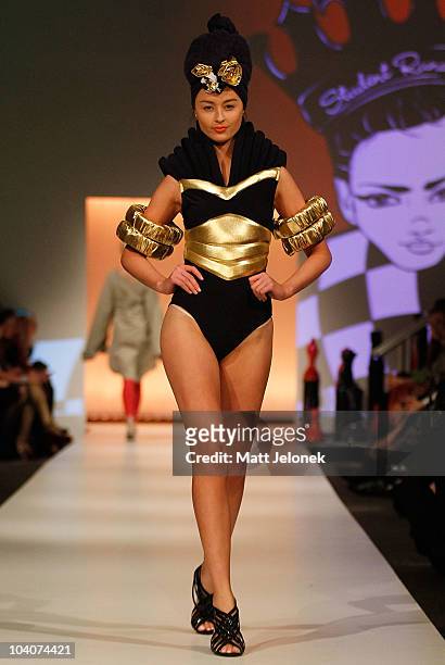 Model showcases designs by Angela Bollam during the Student Runway show as part of Perth Fashion Week 2010 at Fashion Paramount on September 13, 2010...