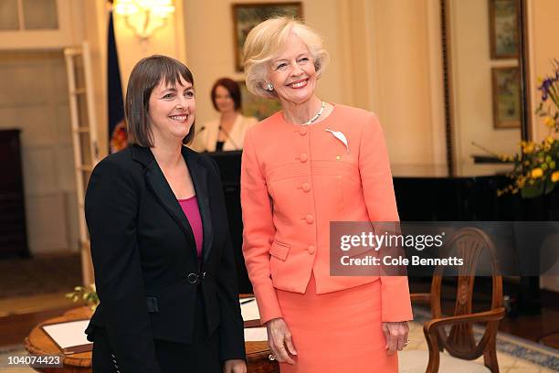 Nicola Roxon, Minister for Health and Ageing is sworn in by the Governor-General on September 14, 2010 in Canberra, Australia. The Labor party...