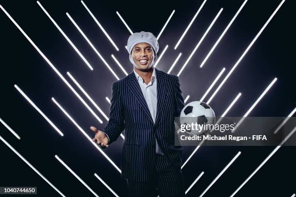 Ronaldinho is pictured inside the photo booth prior to The Best FIFA Football Awards at Royal Festival Hall on September 24, 2018 in London, England.