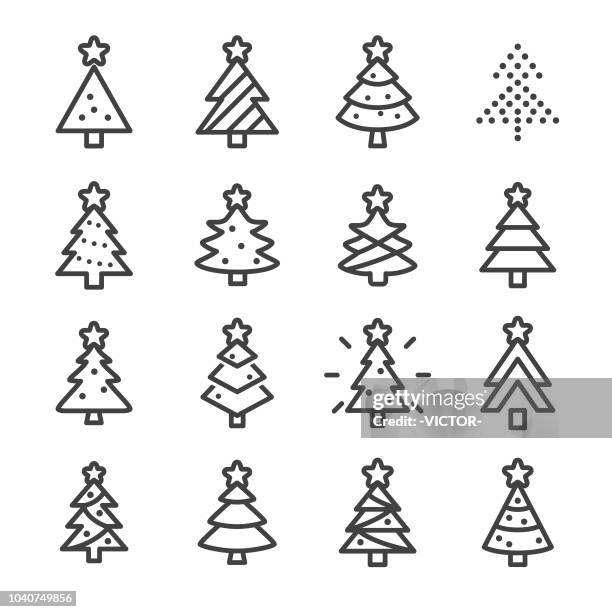 weihnachtsbaum icons - line serie - weihnachtsbaum stock-grafiken, -clipart, -cartoons und -symbole