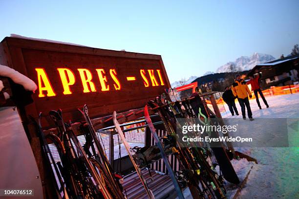 Pub for Apres - Ski on the slope on January 21, 2009 in Kitzbuehel, Austria.