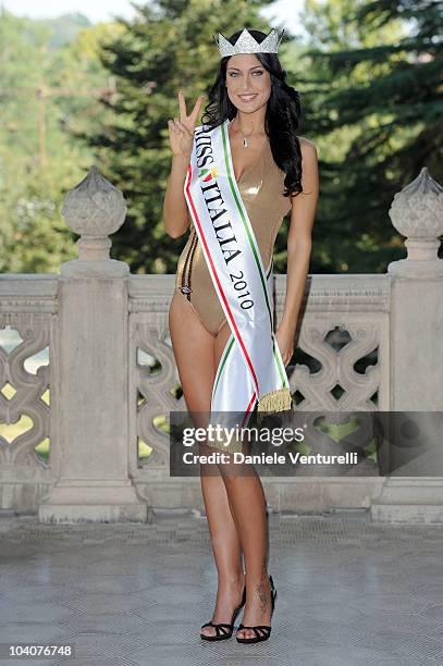 Newly elected 19-year-old Francesca Testasecca attends the photocall during the 2010 Miss Italia Beauty Pageant on September 14, 2010 in...