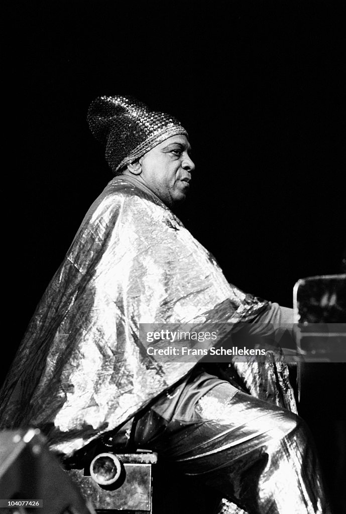 Sun Ra Rym Sun Ra performs on stage with the Sun Ra Arkestra at Meervaart on ...