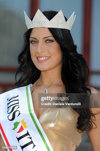 Newly elected 19-year-old Francesca Testasecca attends the photocall during the 2010 Miss Italia Beauty Pageant on September 14, 2010 in...