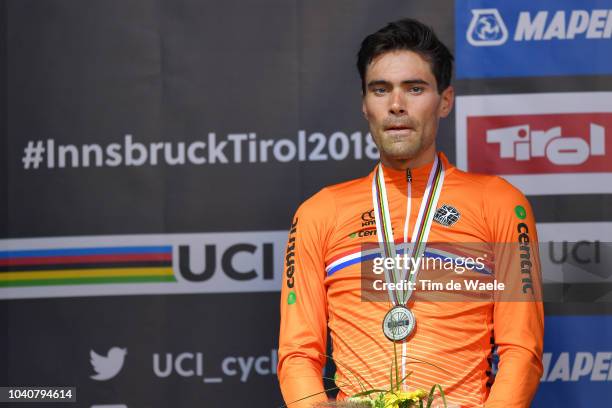 Podium / Tom Dumoulin of The Netherlands Silver Medal / Celebration / during the Men Elite Individual Time Trial a 52,5km race from Rattenberg to...