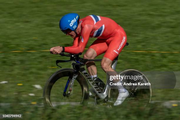 Kristoffer Skjerping of Norway during the Men Elite Individual Time Trial of UCI 2018 Road World Championships on September 26, 2018 in...