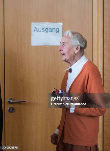 Ursula Haverbeck-Wetzel, convicted Holocaust denier attends a session of the trial against former SS guard Reinhold Hanning in Detmold, Germany, 27...