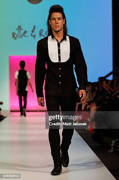 Model showcases designs by Billie & Rose during the Fifteen Minutes - Rise of the Fashion Bloggers collection catwalk show as part of Perth Fashion...