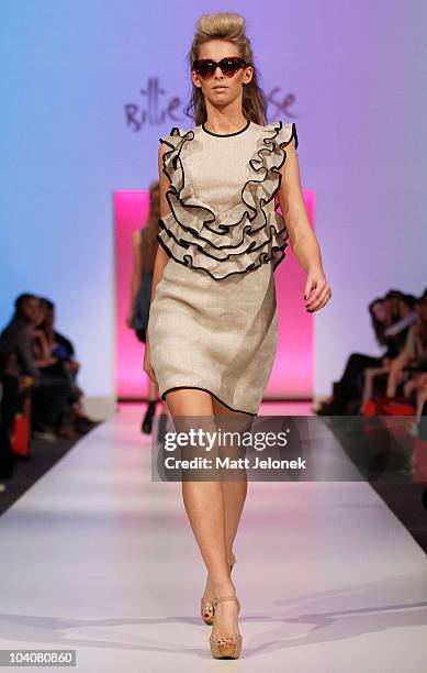 Model showcases designs by Billie & Rose during the Fifteen Minutes - Rise of the Fashion Bloggers collection catwalk show as part of Perth Fashion...