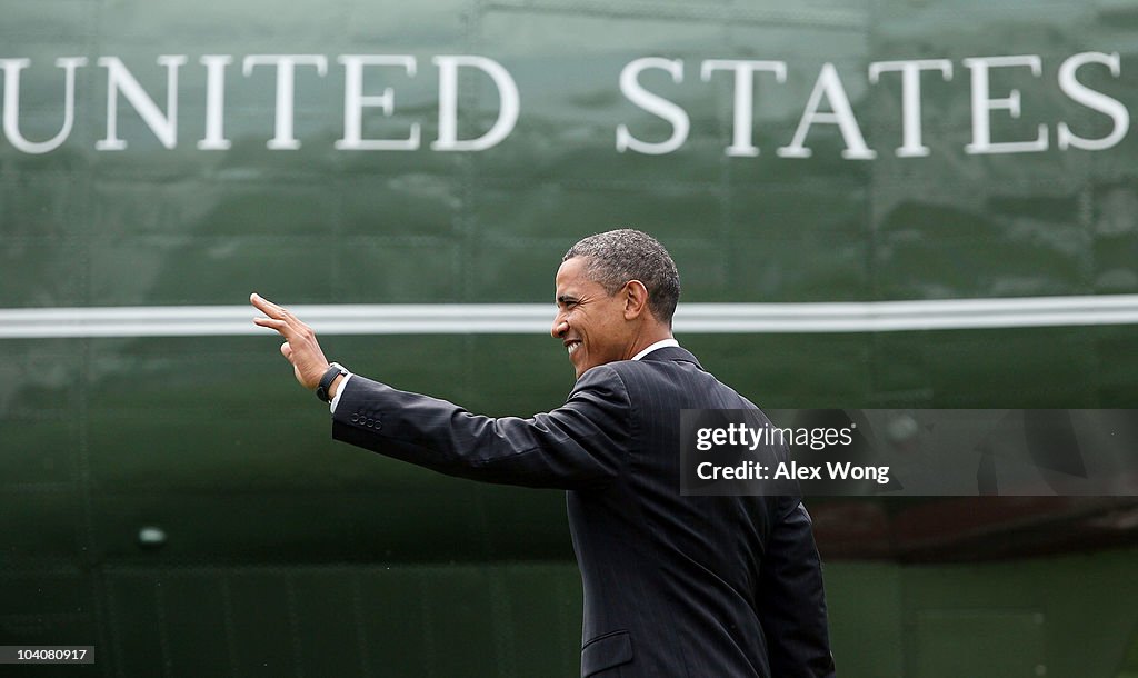 President Obama Departs The White House En Route To Philadelphia