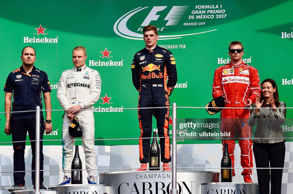 Podium, Valtteri Bottas; Max Verstappen, Kimi Raikkoenen, formula 1 GP, Mexiko,