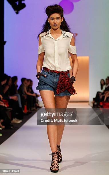 Model showcases designs by Planet during the Fifteen Minutes - Rise of the Fashion Bloggers collection catwalk show as part of Perth Fashion Week...