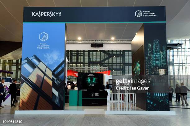 General view at Kaspersky Lab booth At Cybertech Europe 2018, the most significant conference and exhibition of cyber technologies and cyber security...