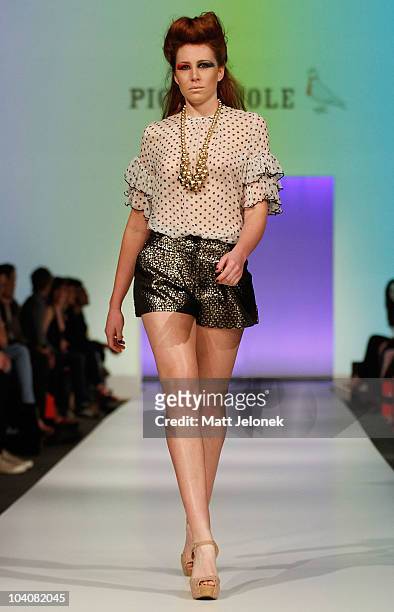 Model showcases designs by Pigeonhole during the Fifteen Minutes - Rise of the Fashion Bloggers collection catwalk show as part of Perth Fashion Week...