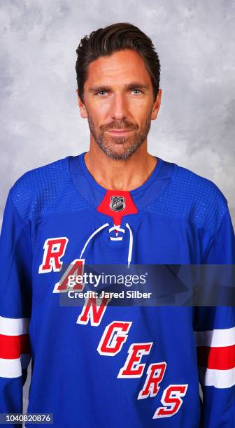 Henrik Lundqvist of the New York Rangers poses for his official headshot for the 2018-2019 season on September 13, 2018 in White Plains, New York.