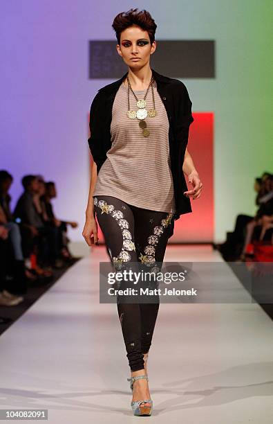 Model showcases designs by Zara Bryson during the Fifteen Minutes - Rise of the Fashion Bloggers collection catwalk show as part of Perth Fashion...