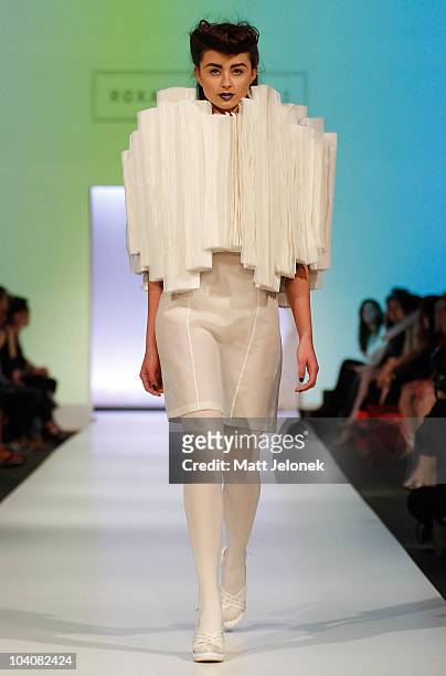 Model showcases designs by Roxanna Zamani during the Fifteen Minutes - Rise of the Fashion Bloggers collection catwalk show as part of Perth Fashion...