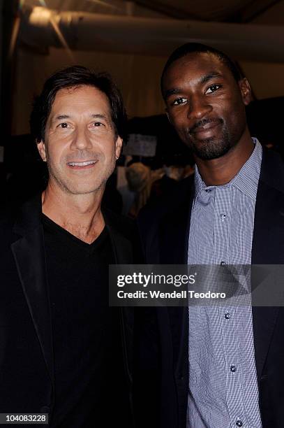 Designer John Crocco and basketball player Ben Gordon at the Perry Ellis Spring 2011 fashion show during Mercedes-Benz Fashion Week at The Stage at...