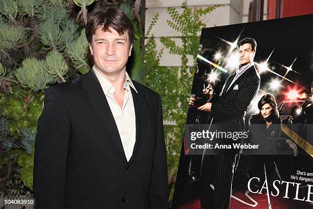 Actor Nathan Fillion attends the "Castle" Season 3 Premiere Party on September 13, 2010 in Los Angeles, California.