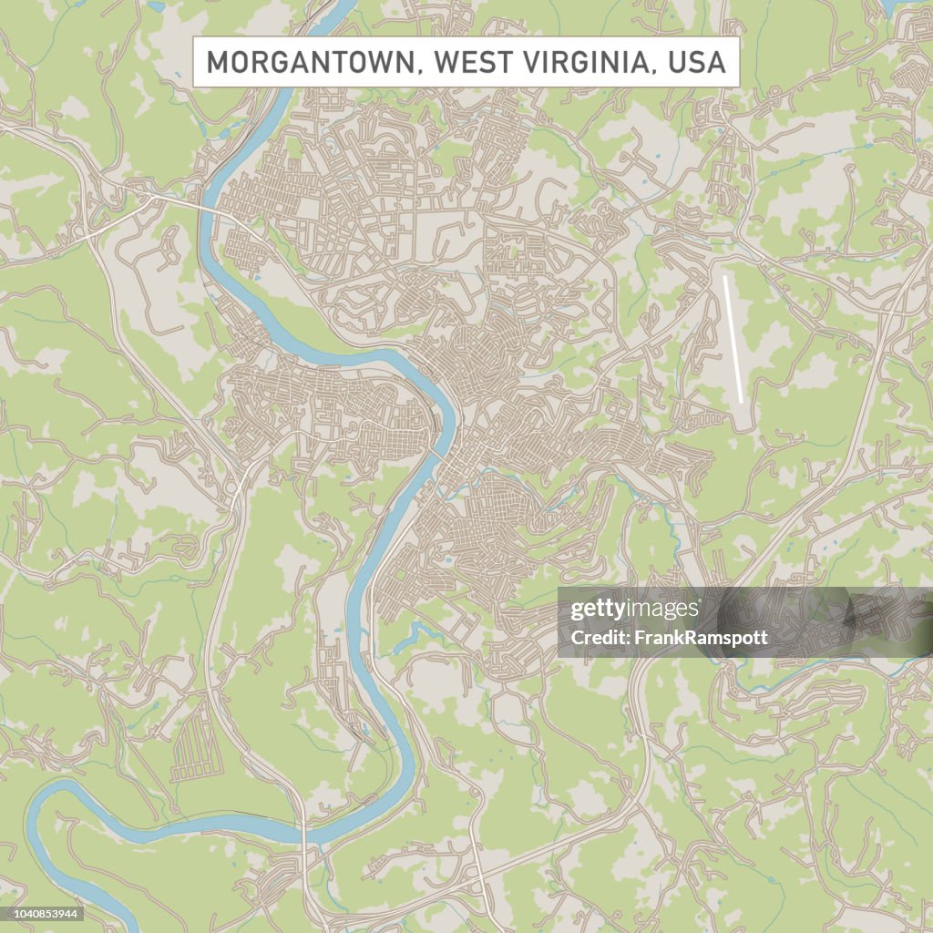 Morgantown West Virginia US City Street Map