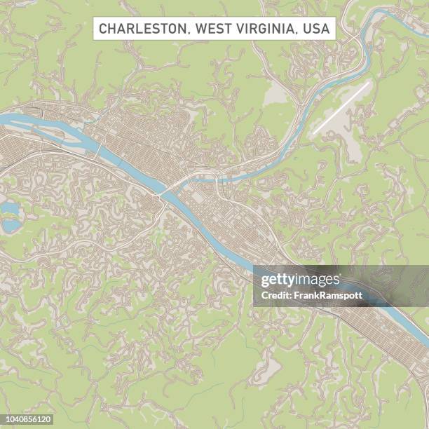 charleston west virginia us city street map - west-virginia-county-map stock illustrations