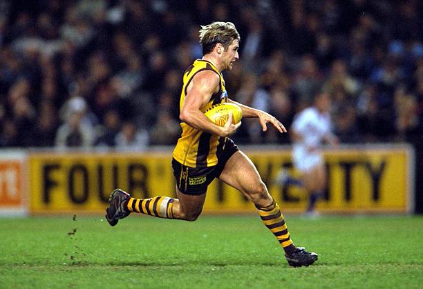 Shane Crawford for Hawthorn in action in the round 16 match between the Collingwood Magpies and the Hawthorn Hawks at Colonial Stadium, Melbourne,...